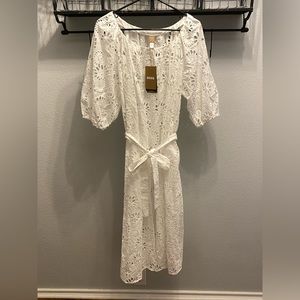 Hugo Boss Dolara Eyelet Dress in White - Size 12